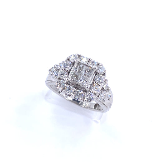 Women’s 9ct white Gold Diamond Cluster Ring - 1.70ct 5.3G