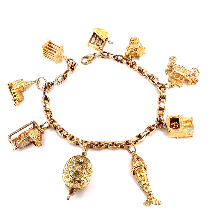 Women’s 9ct Yellow Gold Charm Bracelet -39.5g