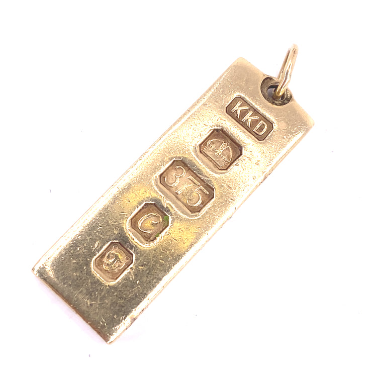 Unisex 9ct Yellow Gold Ingot Pendant - 28.8g