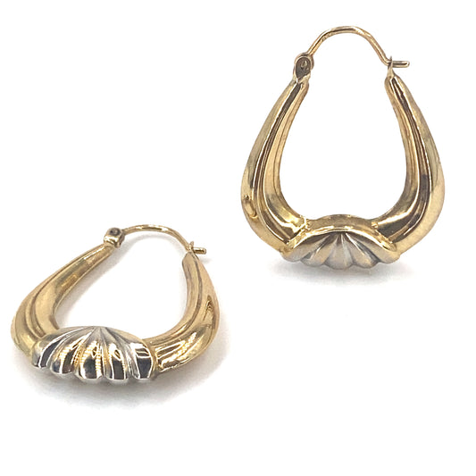 Women’s 9ct Yellow Gold Scalloped Vintage Hoop Earrings