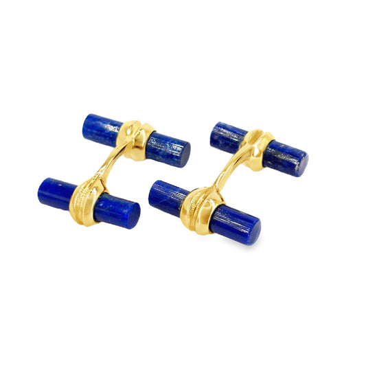 Men’s 18ct Yellow Gold Lapis Lazuli Cufflinks - 10.8g