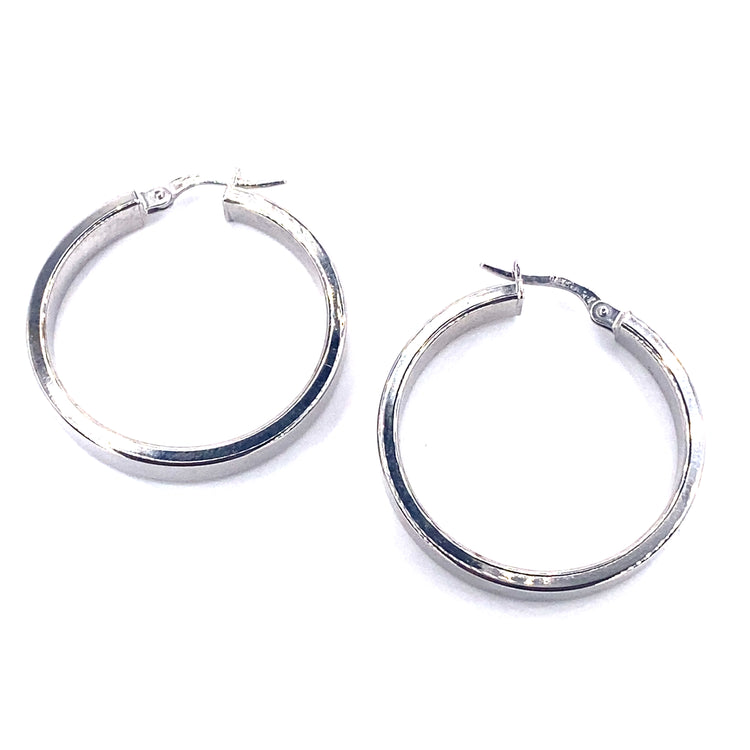 Women’s 9ct White Gold Hollow Cuff Hoops