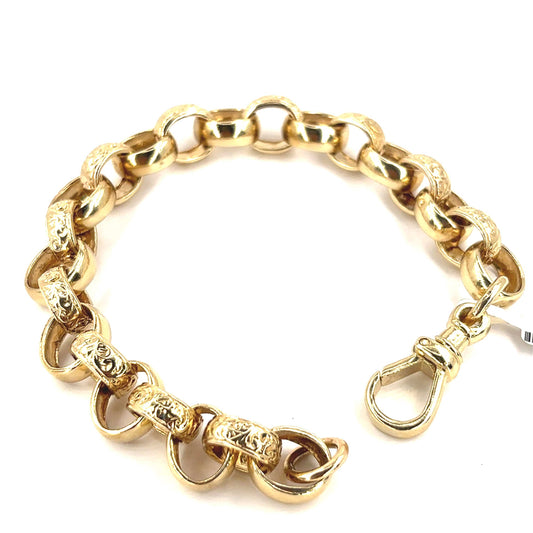 Men’s 9ct Yellow Gold Belcher Bracelet - 33g 8”