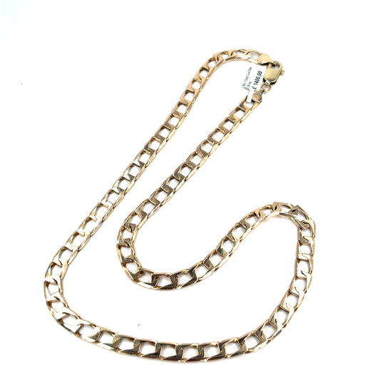 Men’s 9ct Yellow Gold Square Curb Chain - 28g