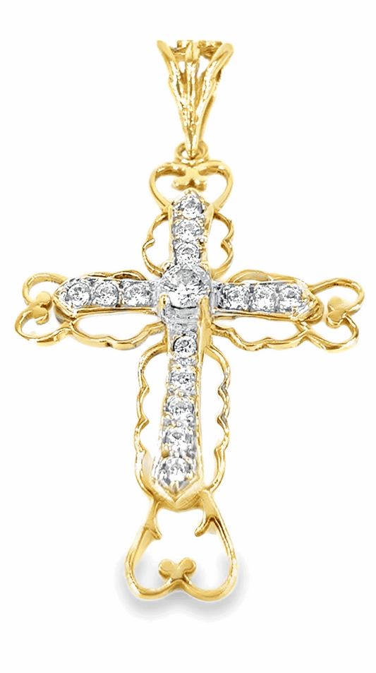 Women’s 9ct Yellow Gold Cz Cross -3G 5cm
