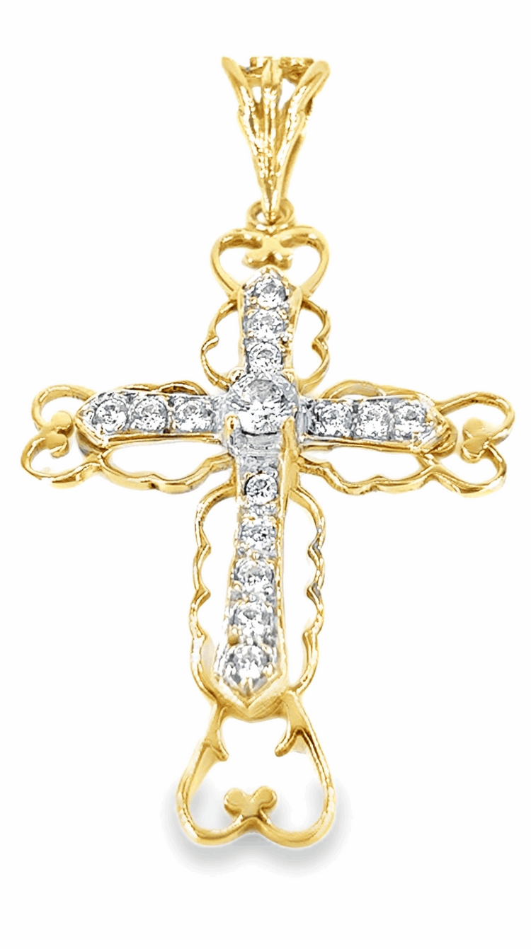 Women’s 9ct Yellow Gold Cz Cross -3G 5cm