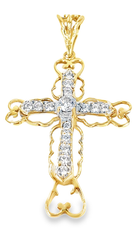 Women’s 9ct Yellow Gold Cz Cross -3G 5cm