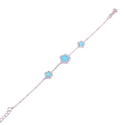 Women’s 925 Sterling Silver Turquoise ‘Bloom’ Bracelet - Cz Set