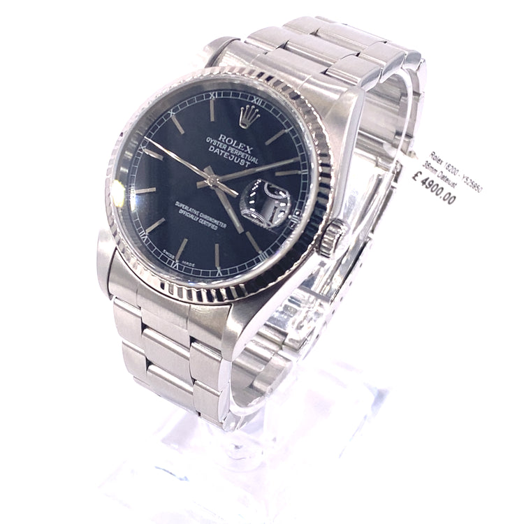 Men’s Stainless Steel Vintage Rolex Datejust  Watch - 36mm Black Dial