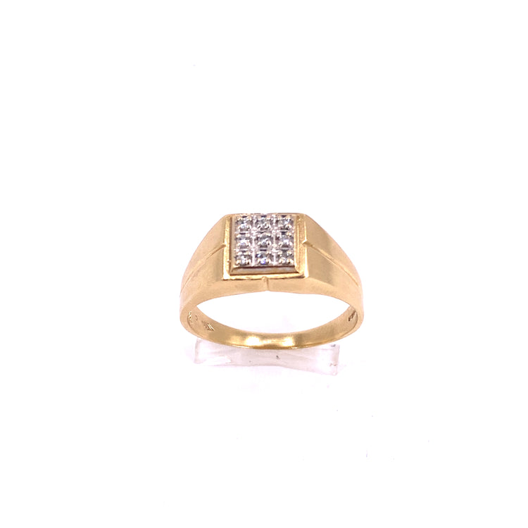 Men’s 9ct Yellow Gold Diamond Signet Ring - 4.4g 0.10ct