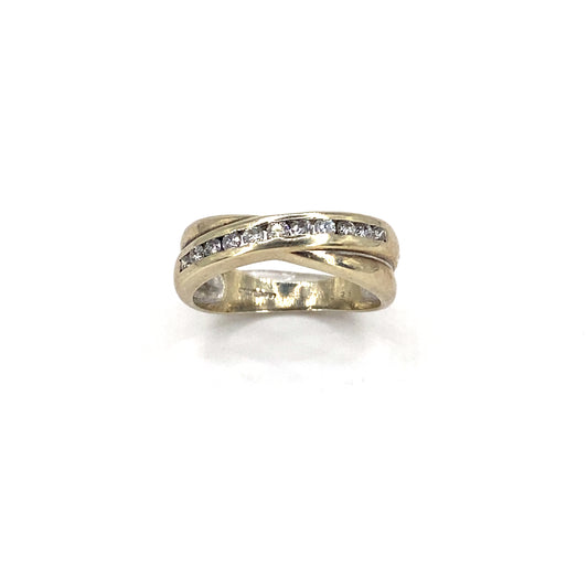 Women’s 9ct Yellow Gold 0.25ct Natural Diamond Twist Half Eternity Ring