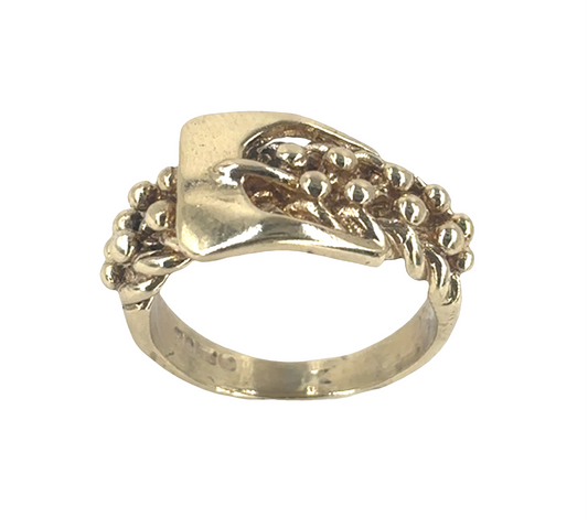 Men’s 9ct Yellow Gold Vintage Style Keeper Buckle Ring- 6g