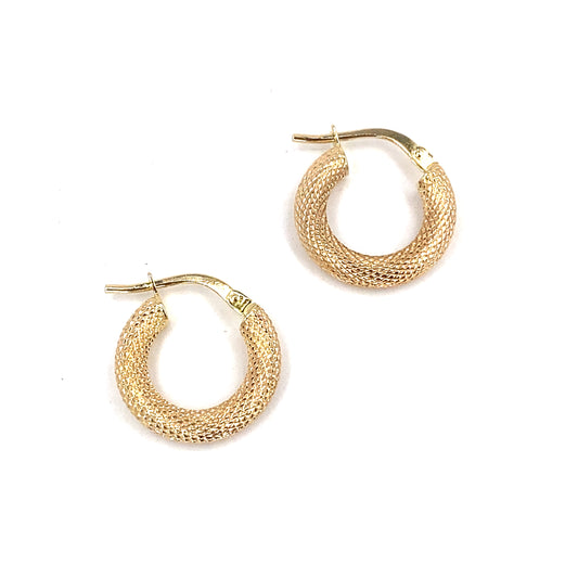 Women’s 9ct Yellow Gold Brushed Hoops- 1g