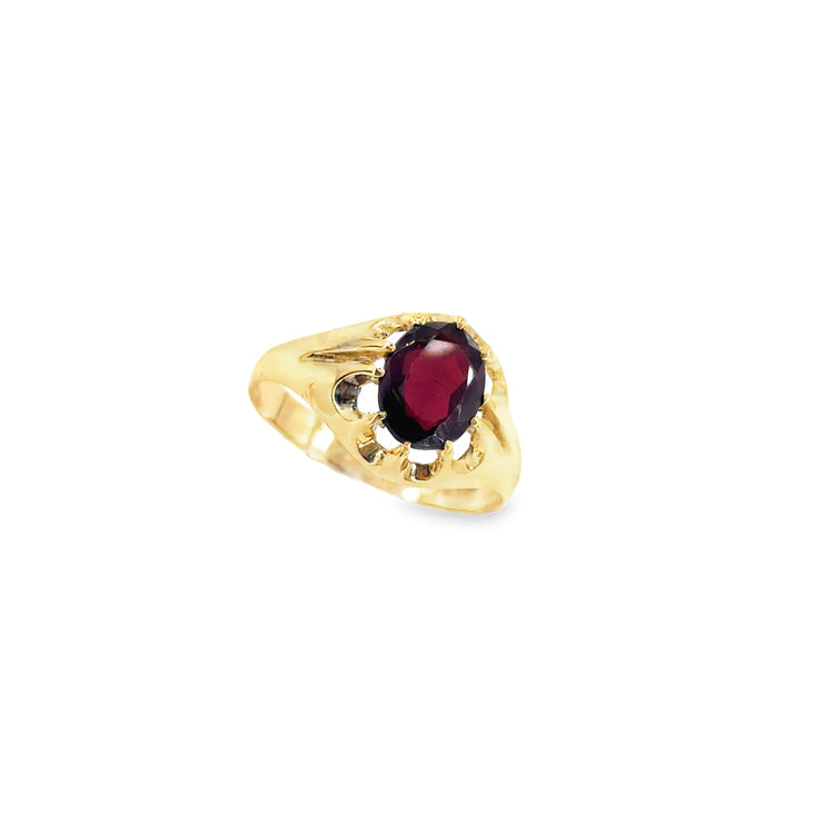 Men’s 9ct Yellow Gold Garnet  Ring - 2.8g