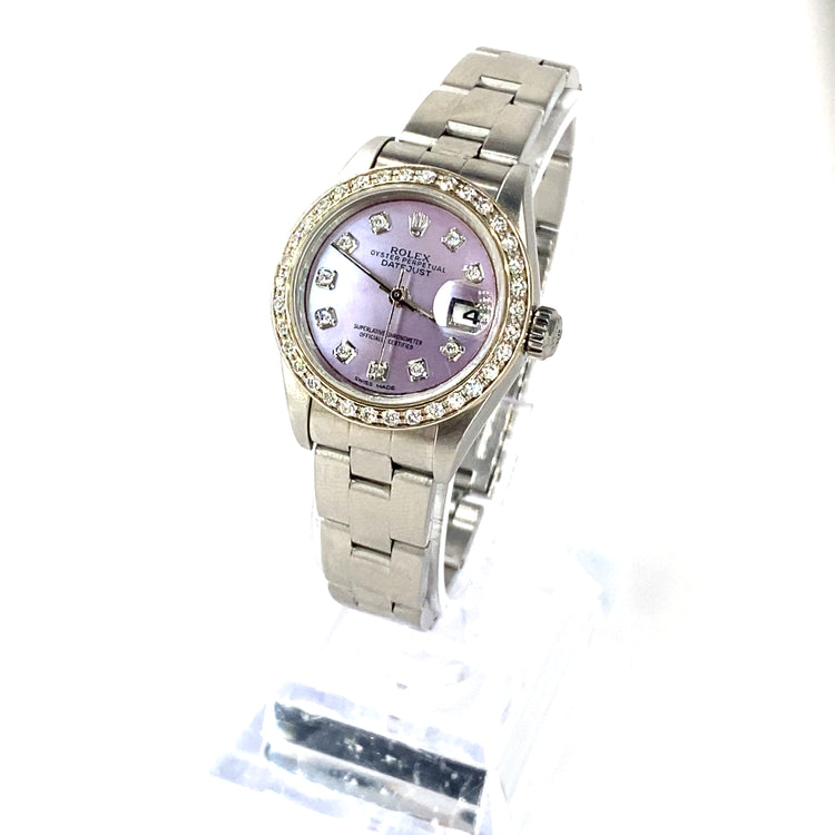 Rolex Date Just Watch Lilac Dial In Stainless Steel - 26mm