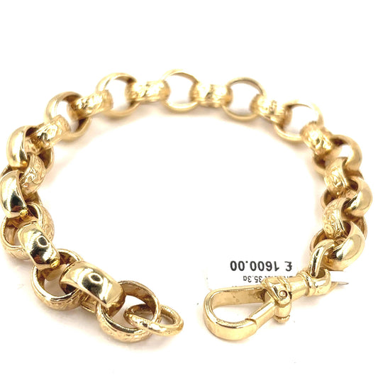 Men’s 9ct Yellow Gold Belcher Bracelet - 33g 8.5”
