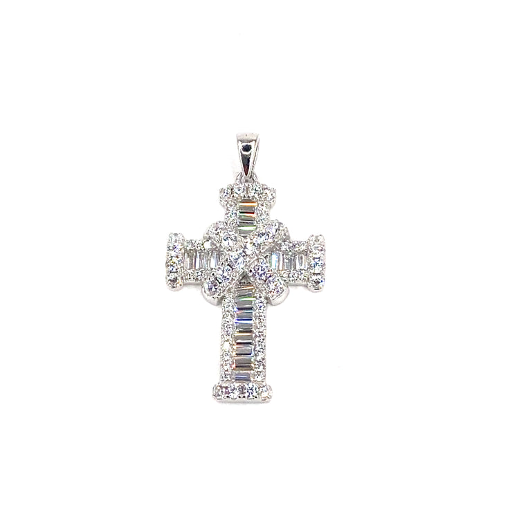 Women’s 925 Sterling Silver Cross Pendant - CZ Small