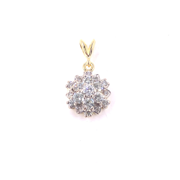 Women’s 18ct Yellow Gold Diamond Star Cluster Pendant - 3.7g 0.70ct