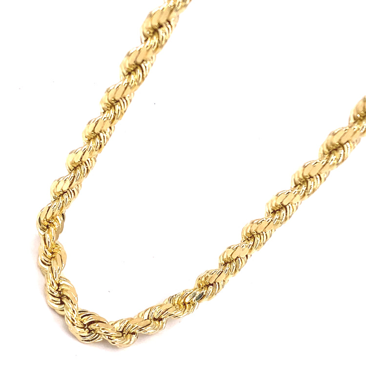 Men’s 9ct Yellow Gold Solid Rope Chain - 121g