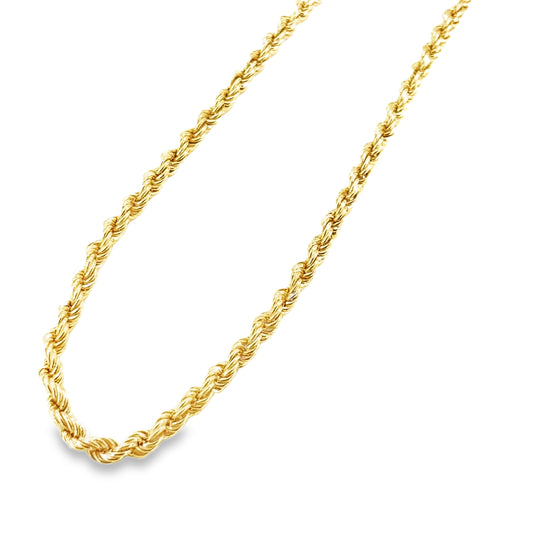 Mens 9ct Yellow Gold Rope Chain - 11g 22”