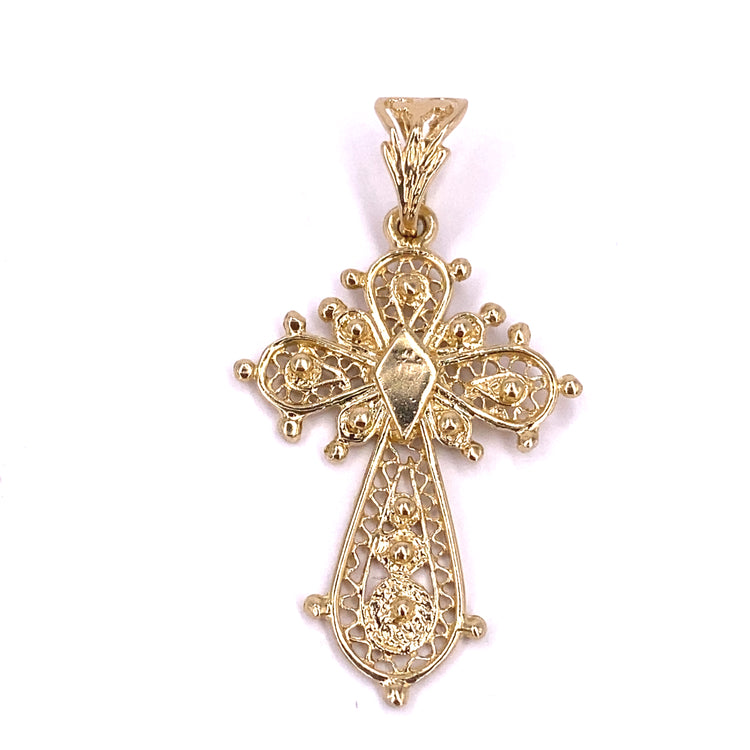 Unisex 9ct Yellow Gold Openwork Cross Pendant- 2g