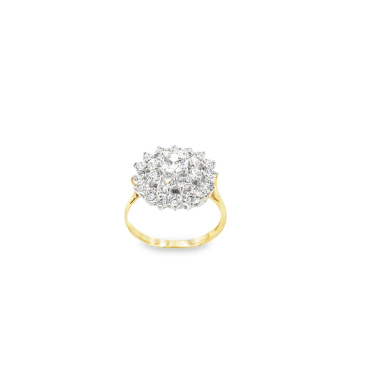 Womens 9ct Yellow Gold Cz Cluster Ring - 4.5g