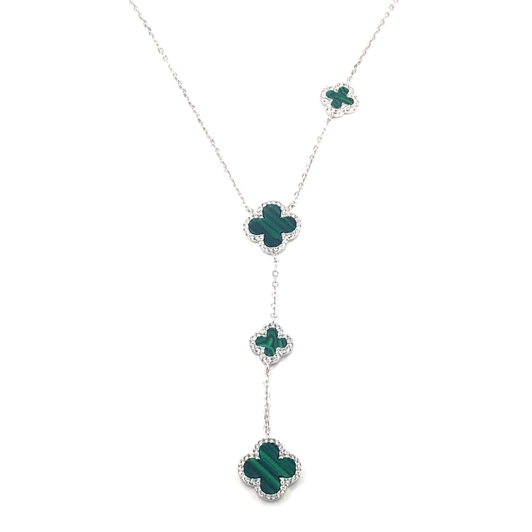 Women’s 925 Sterling Silver Malachite ‘Bloom’ Necklace - Cz Set