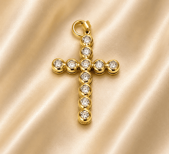 Bezel-Set Diamond Cross Pendant in 9ct Yellow Gold - Hyman’s Jewellers