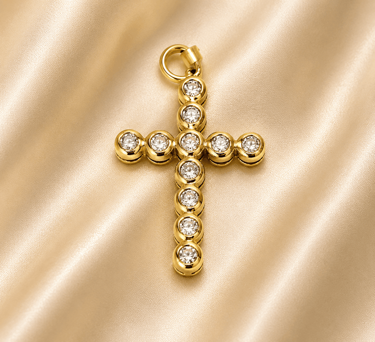 Bezel-Set Diamond Cross Pendant in 9ct Yellow Gold - Hyman’s Jewellers