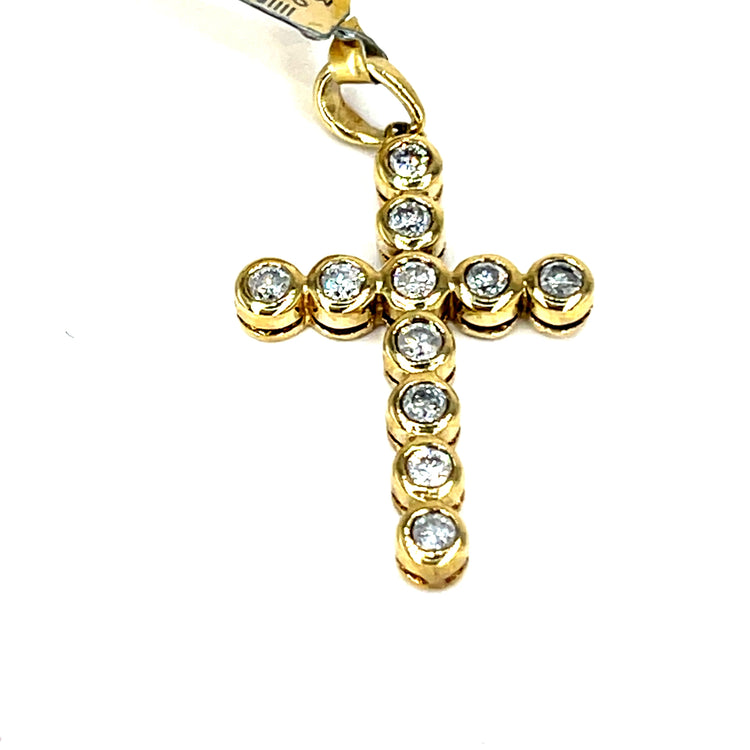 Bezel-Set Diamond Cross Pendant in 9ct Yellow Gold - Hyman’s Jewellers