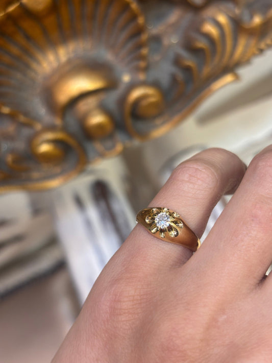 Children’s 18ct Yellow Gold Miner Cut Diamond ‘Gypsy’ Ring - 0.10ct - Hyman’s Jewellers