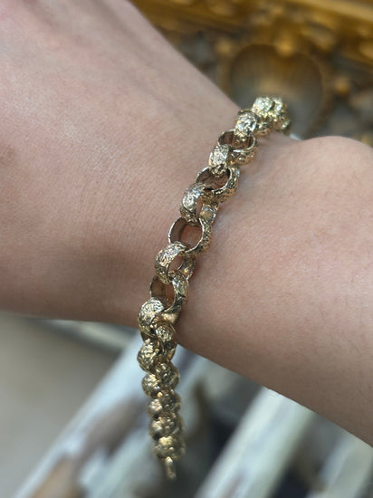 Children’s 9ct Ornate Yellow Gold Engraved Chain Bracelet - 18g 6.5” - Hyman’s Jewellers