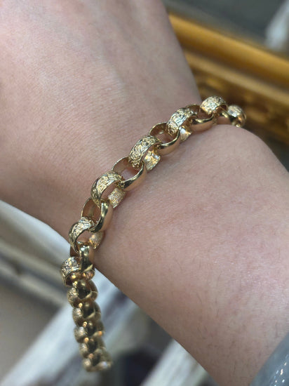 Children’s 9ct Ornate Yellow Gold Engraved Chain Bracelet - 18g 6.5” - Hyman’s Jewellers