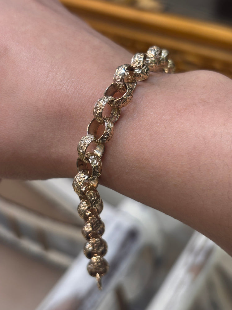 Children’s 9ct Ornate Yellow Gold Engraved Chain Bracelet - 18g 6.5” - Hyman’s Jewellers