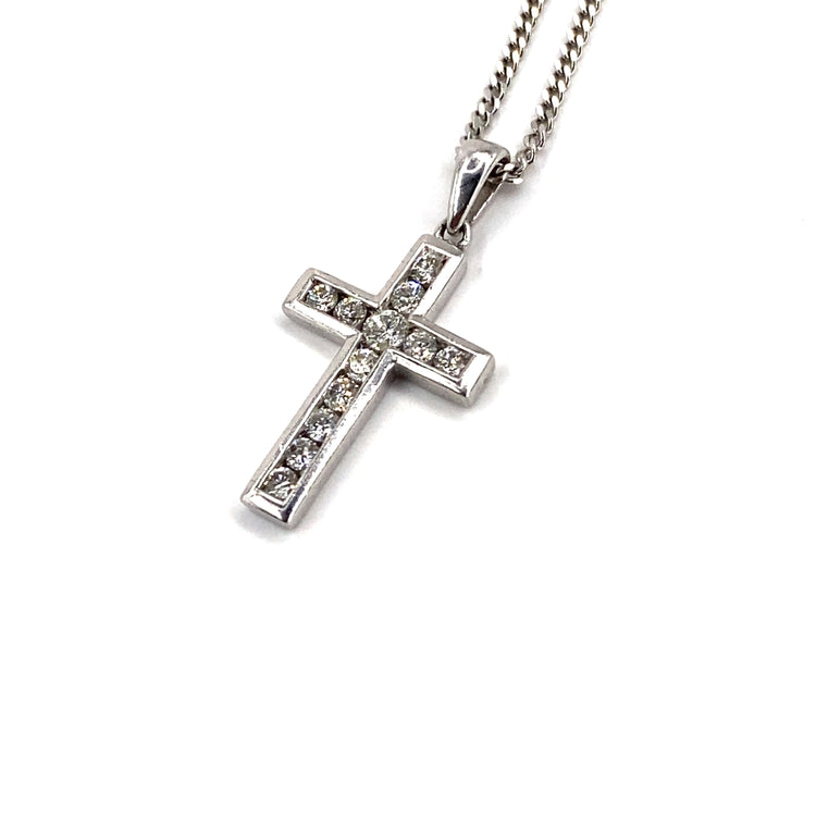Children’s 9ct White Gold Diamond Cross - 0.25ct - Hyman’s Jewellers
