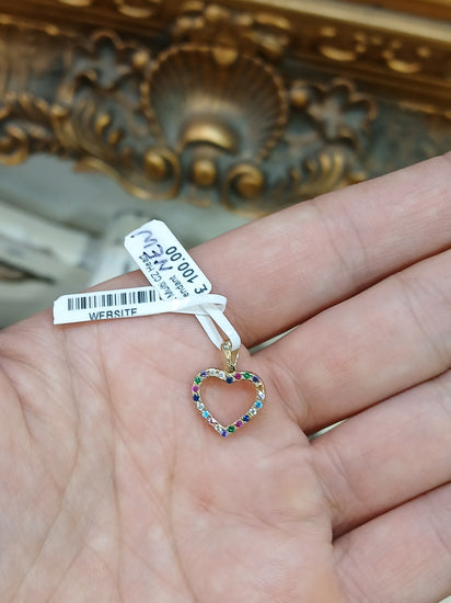 Children's 9ct Yellow Gold Heart Pendant with Round Cut CZs - Hyman’s Jewellers