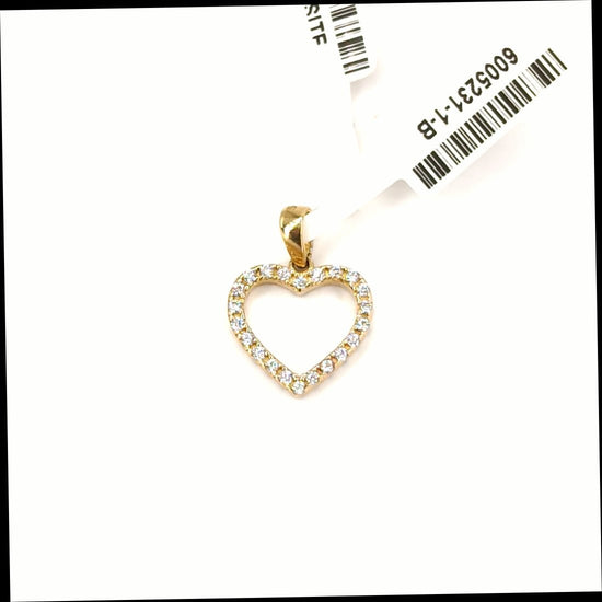 Children's 9ct Yellow Gold Heart Pendant with Round Cut CZs - Hyman’s Jewellers
