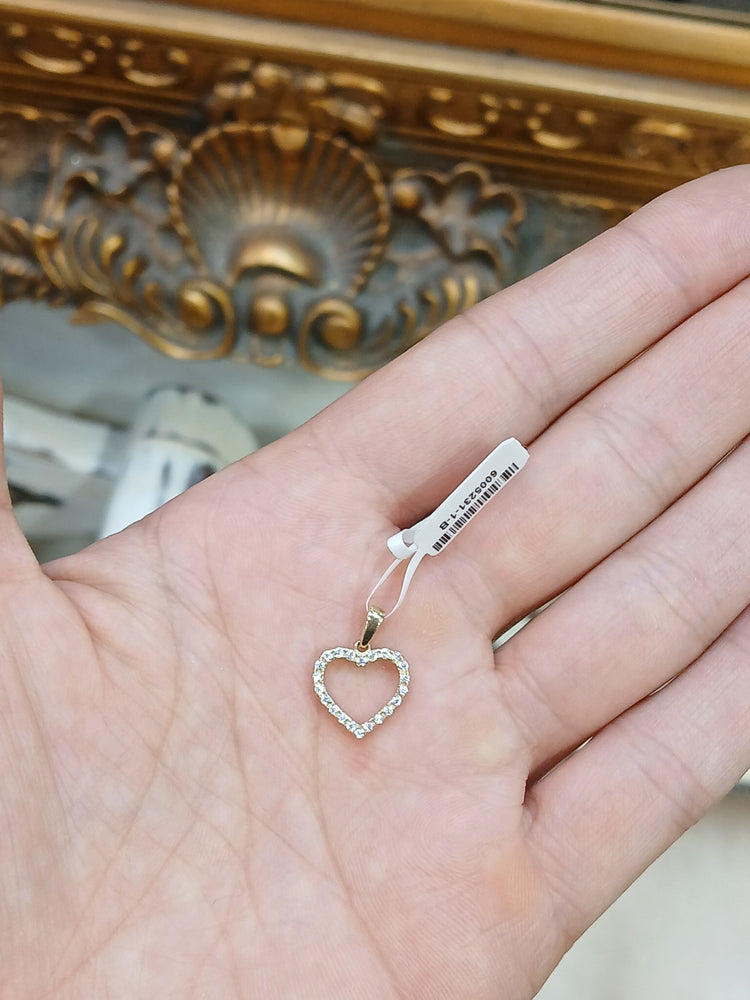 Children's 9ct Yellow Gold Heart Pendant with Round Cut CZs - Hyman’s Jewellers