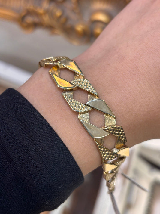 Children’s 9ct Yellow Gold Textured Link Chain Bracelet - 22.1g - Hyman’s Jewellers