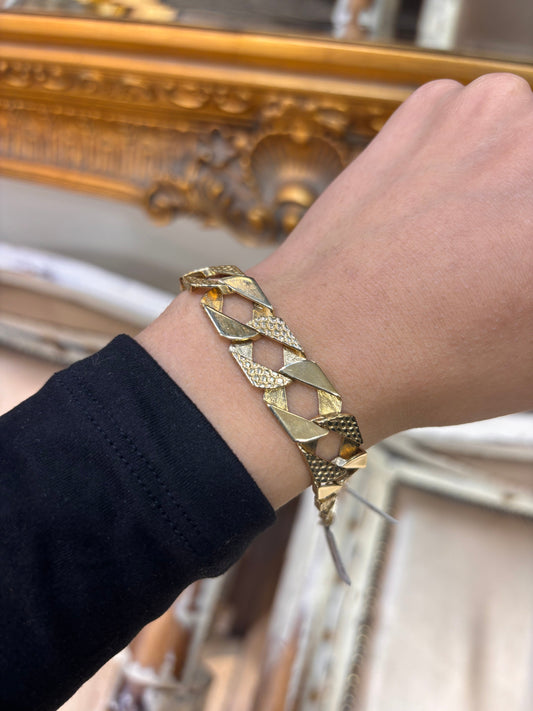 Children’s 9ct Yellow Gold Textured Link Chain Bracelet - 22.1g - Hyman’s Jewellers