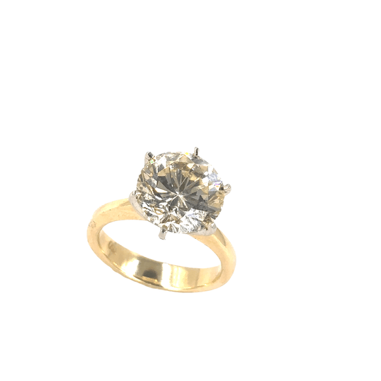 Classic Yellow Gold Solitaire Ring with Round Brilliant Cut Diamond - 4.57ct - Hyman’s Jewellers