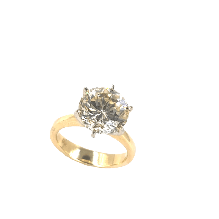 Classic Yellow Gold Solitaire Ring with Round Brilliant Cut Diamond - 4.57ct - Hyman’s Jewellers