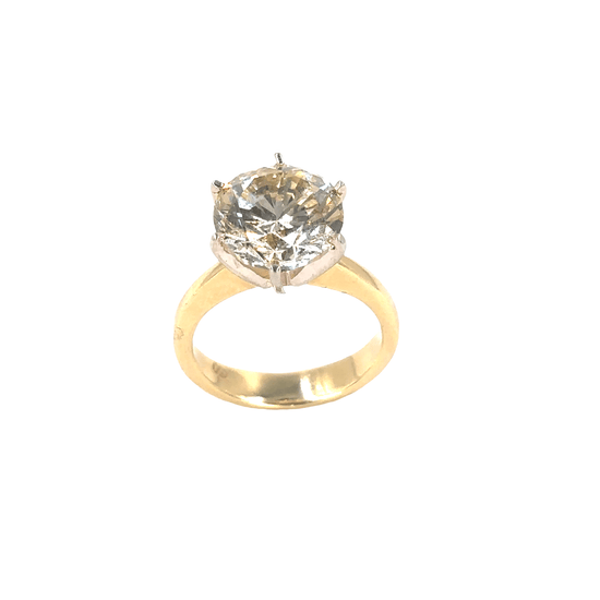 Classic Yellow Gold Solitaire Ring with Round Brilliant Cut Diamond - 4.57ct - Hyman’s Jewellers
