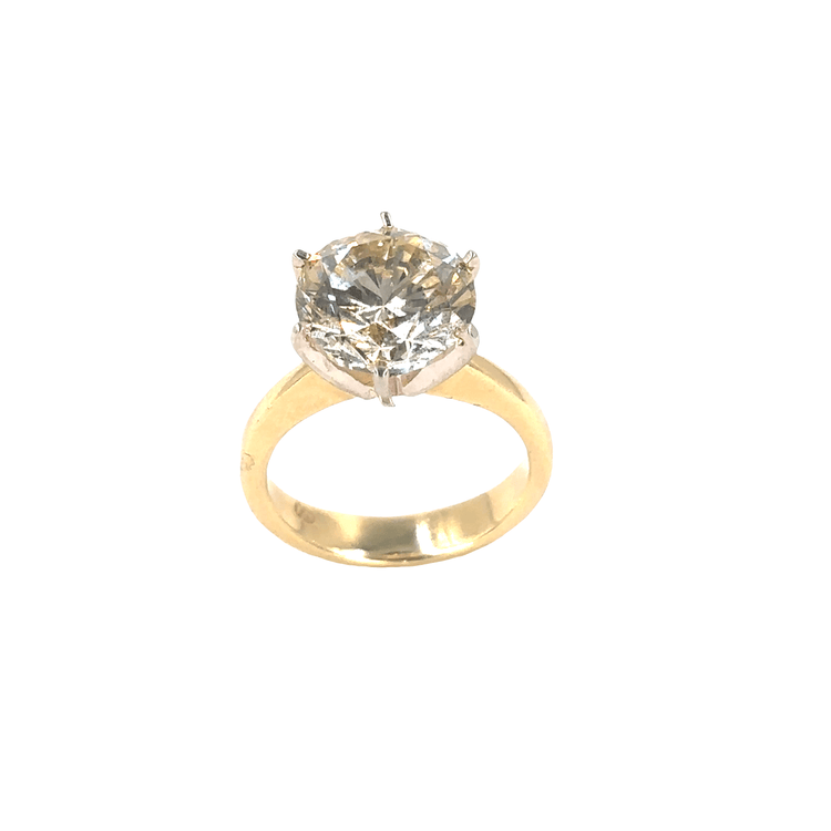 Classic Yellow Gold Solitaire Ring with Round Brilliant Cut Diamond - 4.57ct - Hyman’s Jewellers