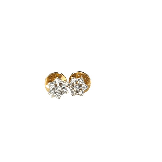 Diamond 0.30CT Flower Cluster Earrings in 18CT Yellow Gold - Hyman’s Jewellers