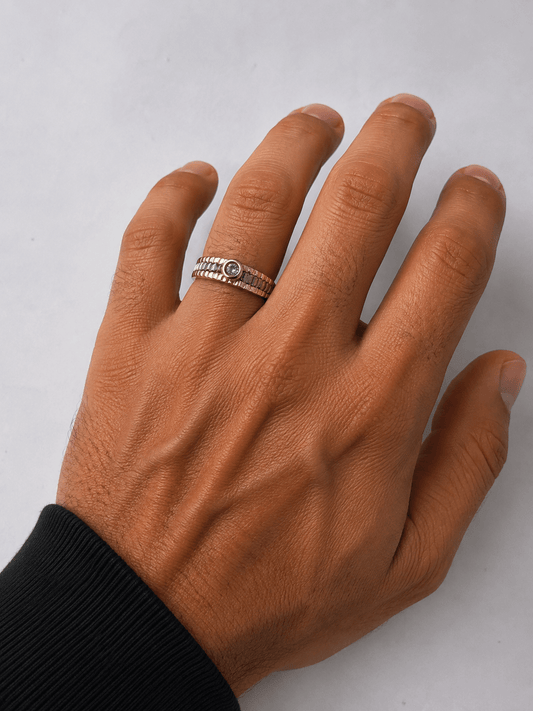 Diamond and 9ct Yellow Gold Ribbed Band Ring 3.2g - Hyman’s Jewellers