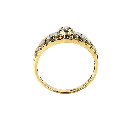Diamond and 9ct Yellow Gold Ribbed Band Ring 3.2g - Hyman’s Jewellers