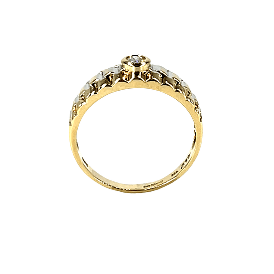 Diamond and 9ct Yellow Gold Ribbed Band Ring 3.2g - Hyman’s Jewellers