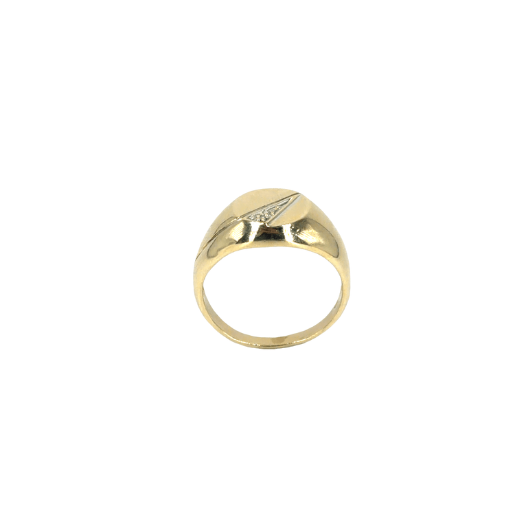 Diamond Chevron 9CT Yellow Gold Signet Ring - Hyman’s Jewellers