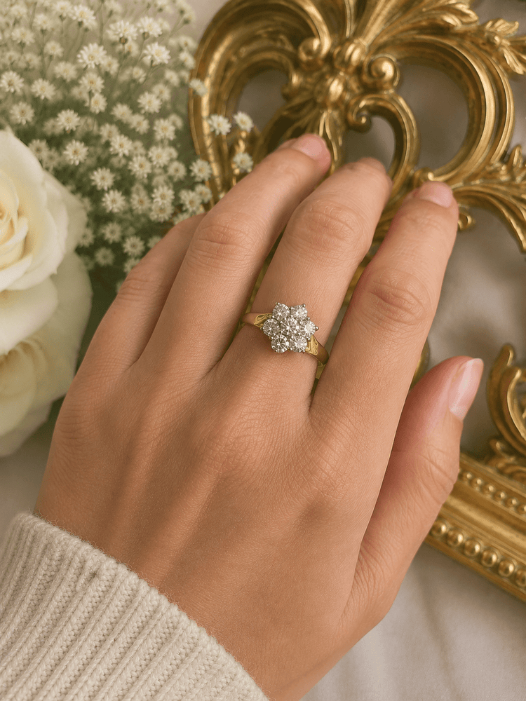 Diamond Floral Cluster Ring in 18ct Yellow Gold - Hyman’s Jewellers